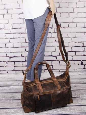 Reisetasche gross rustikal Leder in braun 56 cm